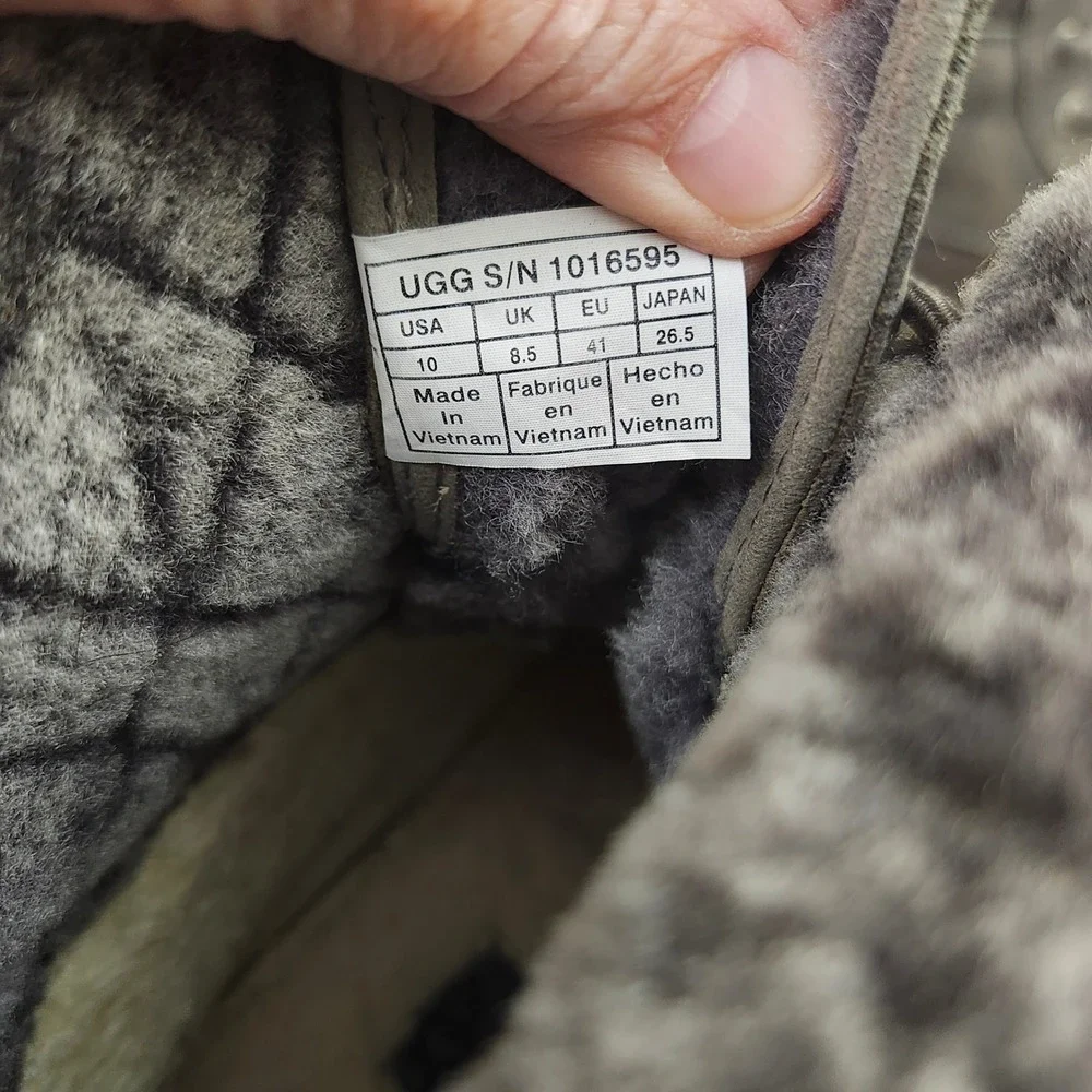 UGG Adirondack II Lux quilt Waterproof Winter Boots Charcoal Grey Leather  W10